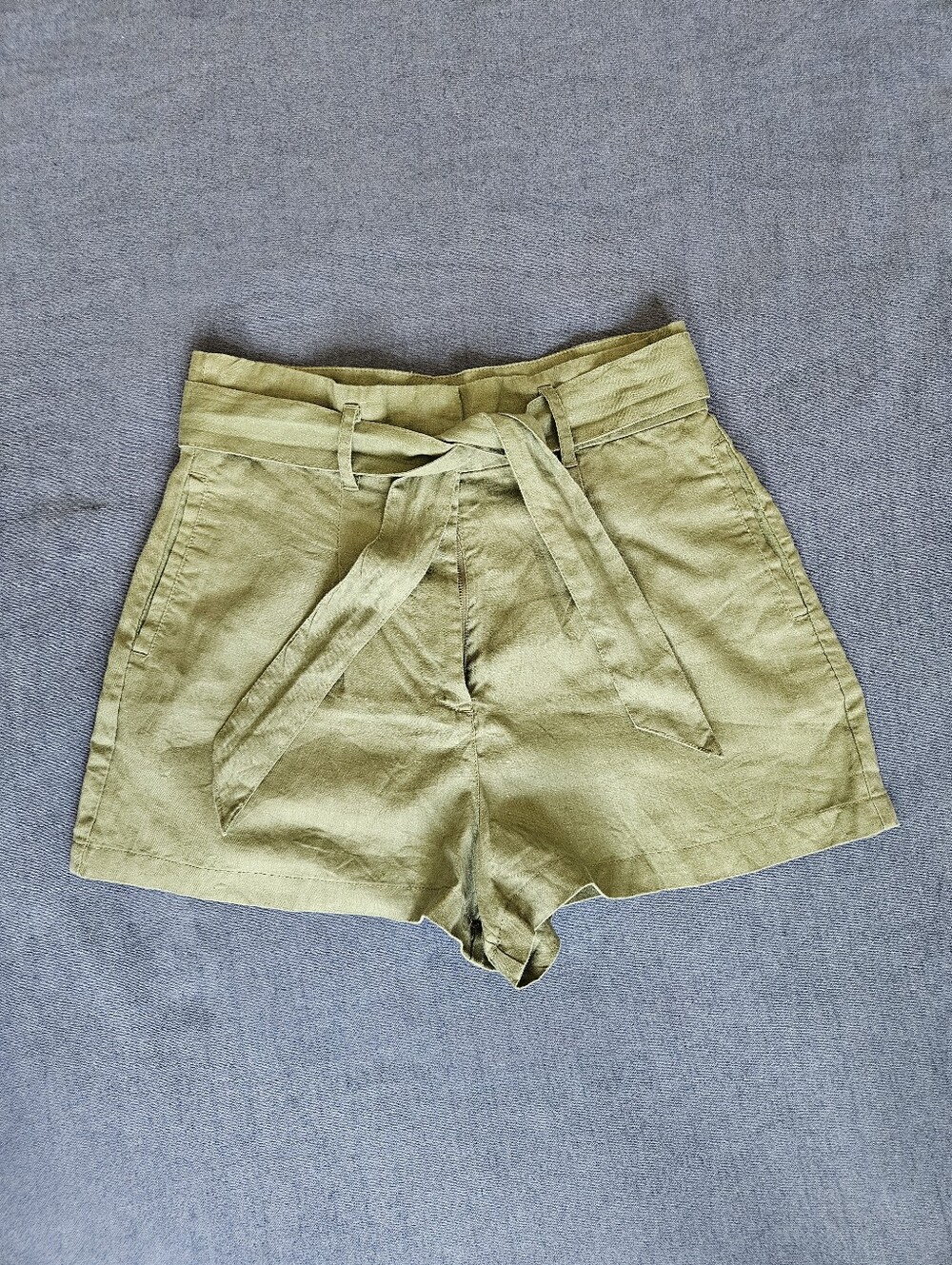 Artisan NY Linen High Waist Shorts Olive Women’s Shorts Size 6